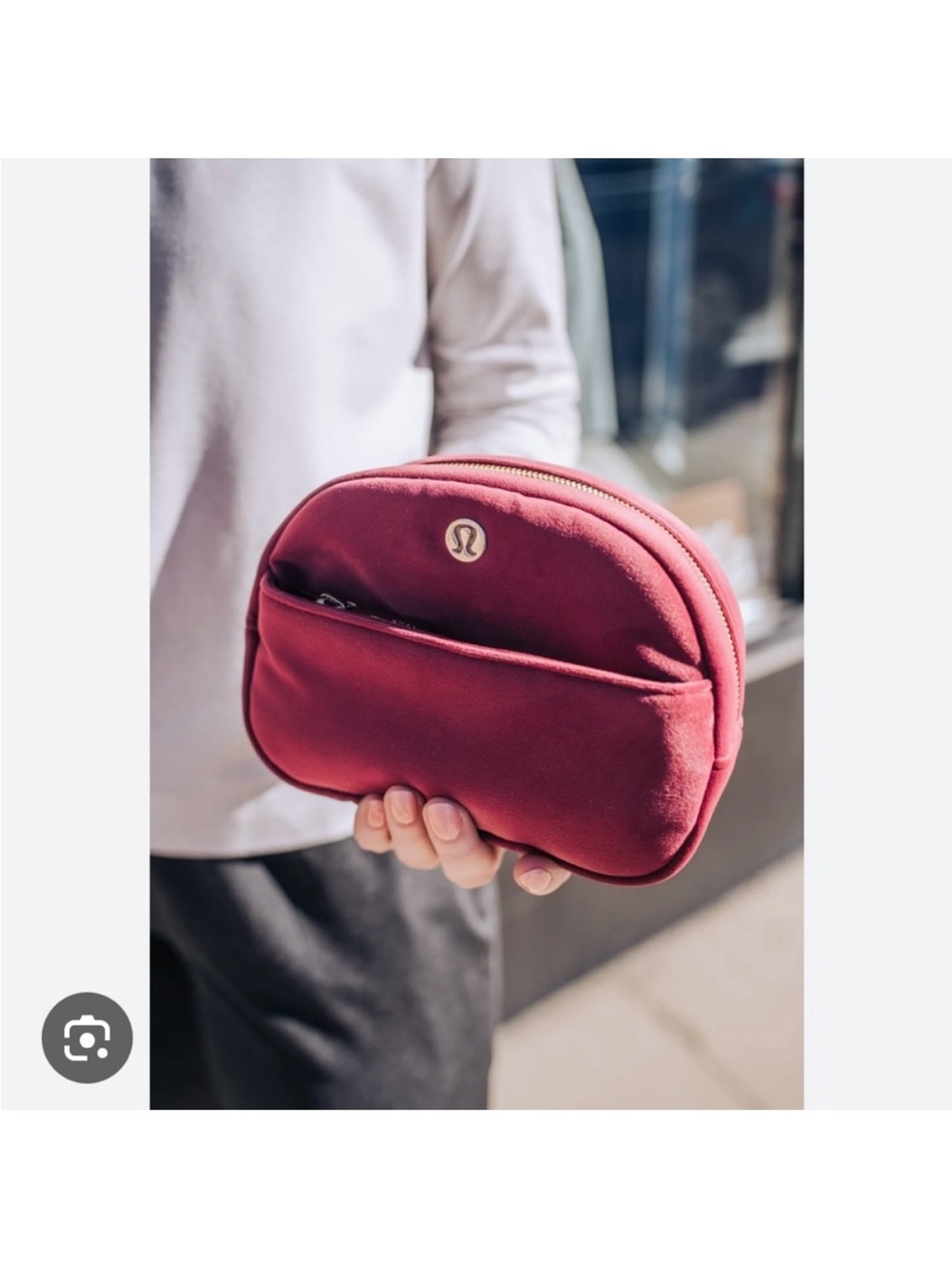 lululemon Go Getter Pouch Mini Velour Wine Berry Gold